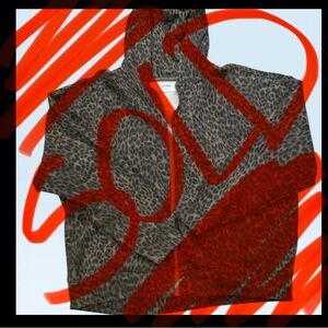 Hollister Leopard Print Zip-Up Hoodie in Brown and Black